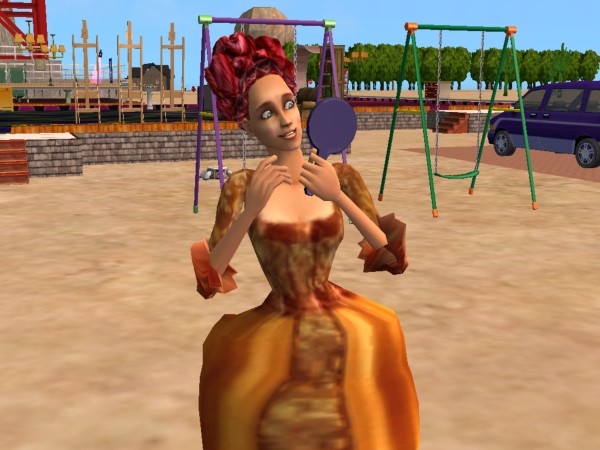 Цвет волос у Карлотты специфический, но она в общем-то комический персонаж, ей можно :)